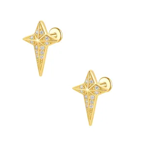 925 Silver Long Tail Star Flat Back Earrings