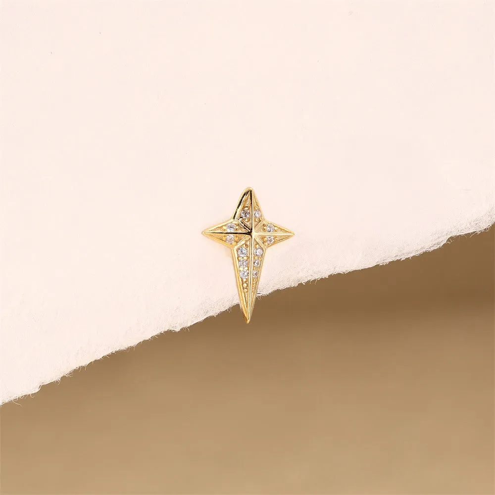 925 Silver Long Tail Star Flat Back Earrings