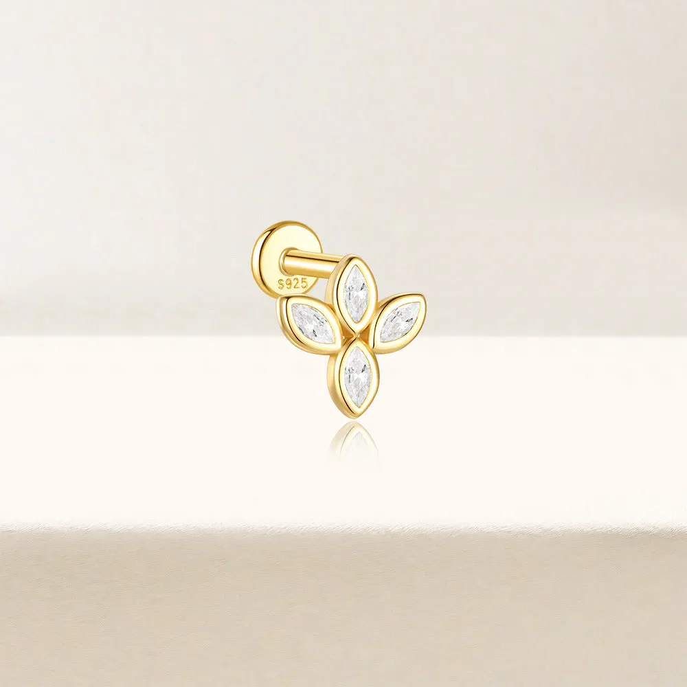 925 Silver Paw Print Flat Back Earrings