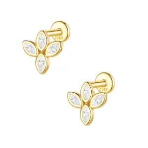 925 Silver Paw Print Flat Back Earrings