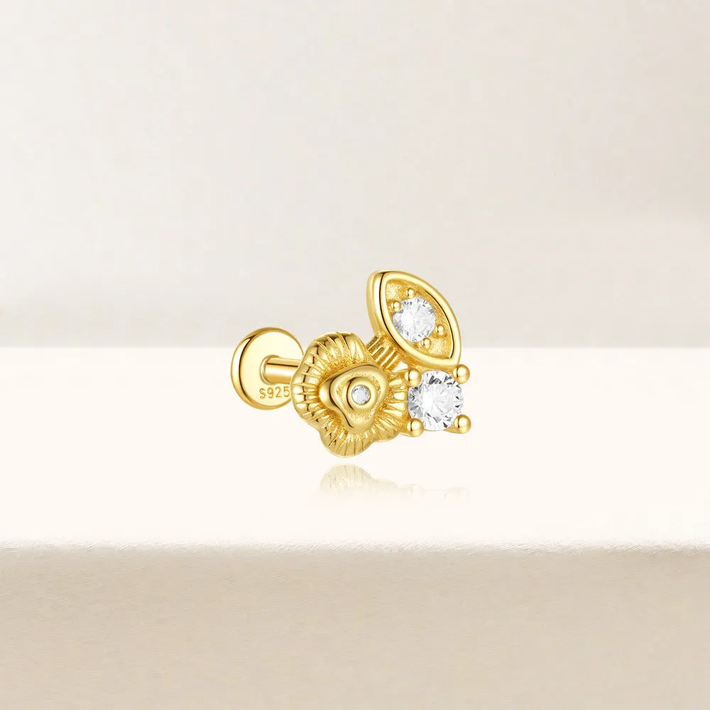 925 Silver Trumpet Flat Back Earrings