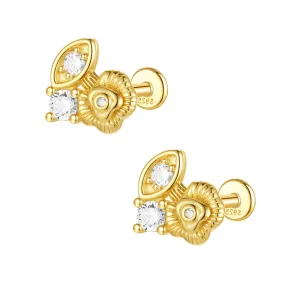 925 Silver Trumpet Flat Back Earrings