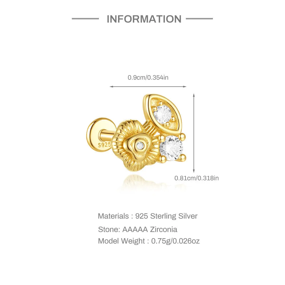 925 Silver Trumpet Flat Back Earrings