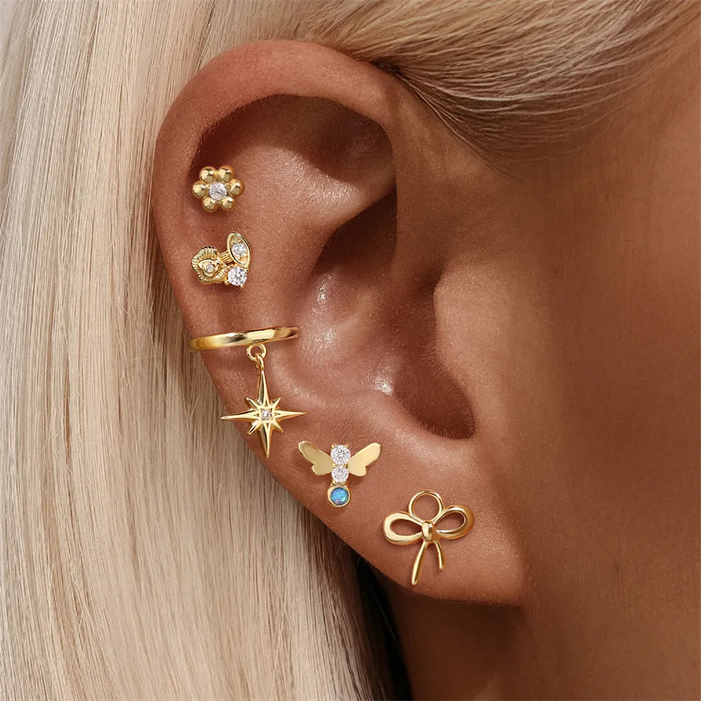 925 Silver Trumpet Flat Back Earrings