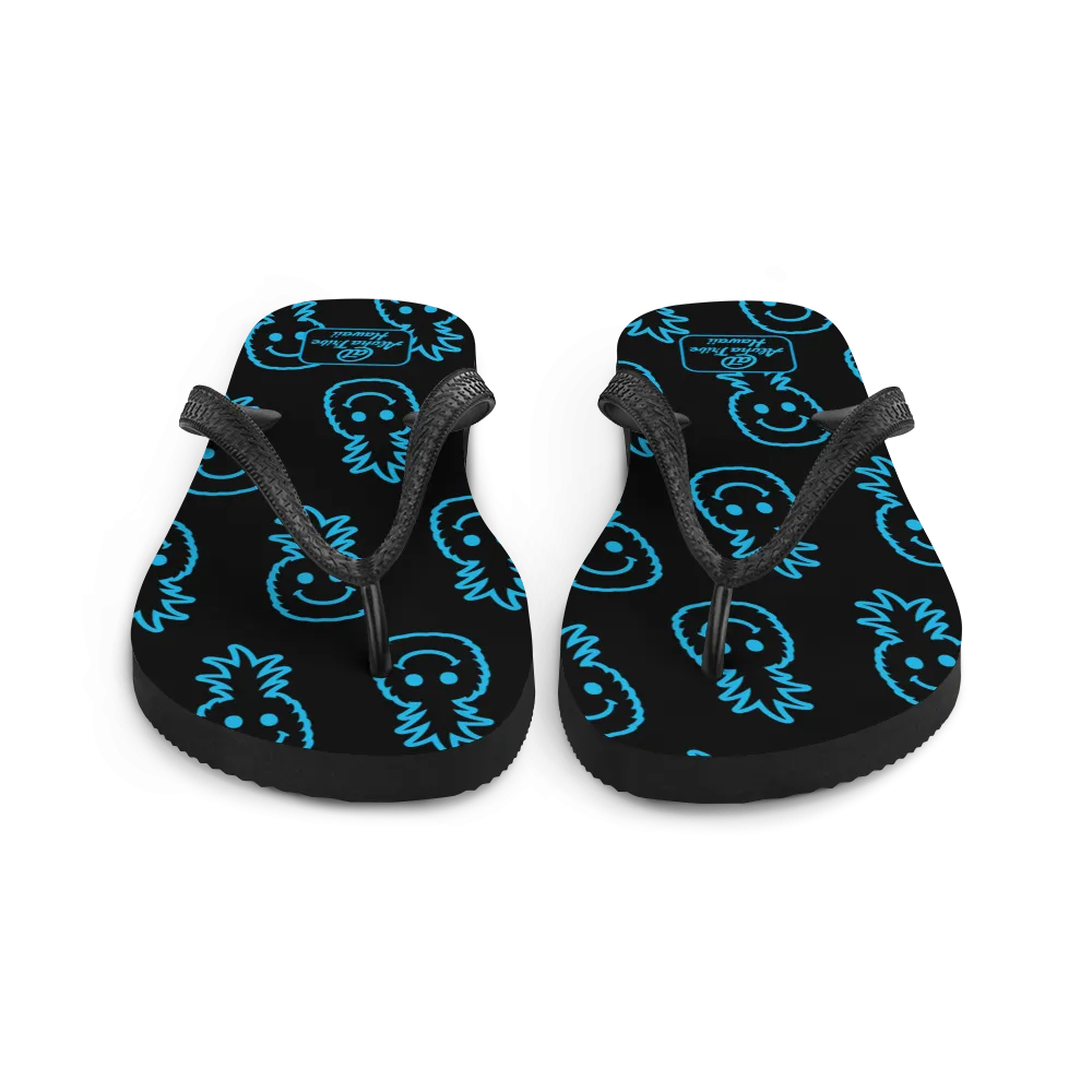 Aloha Tribe -Happy Pineapple- Black Flip-Flops