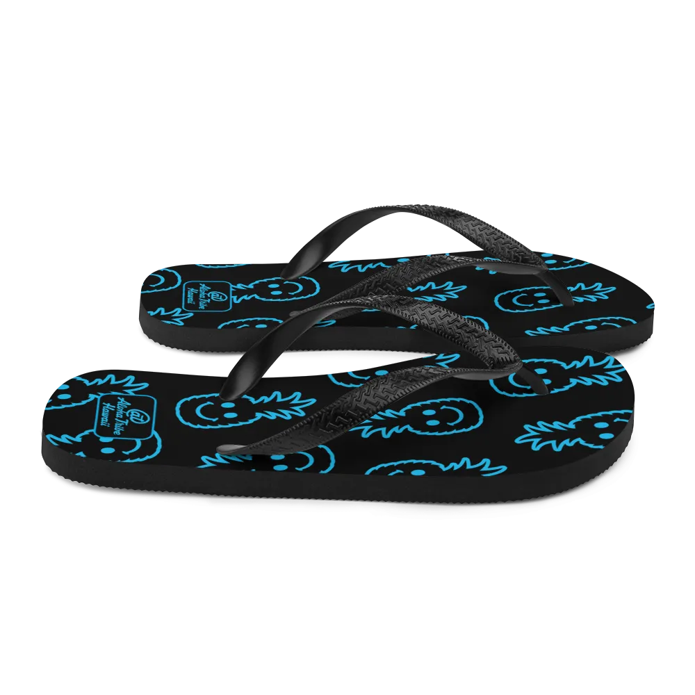Aloha Tribe -Happy Pineapple- Black Flip-Flops