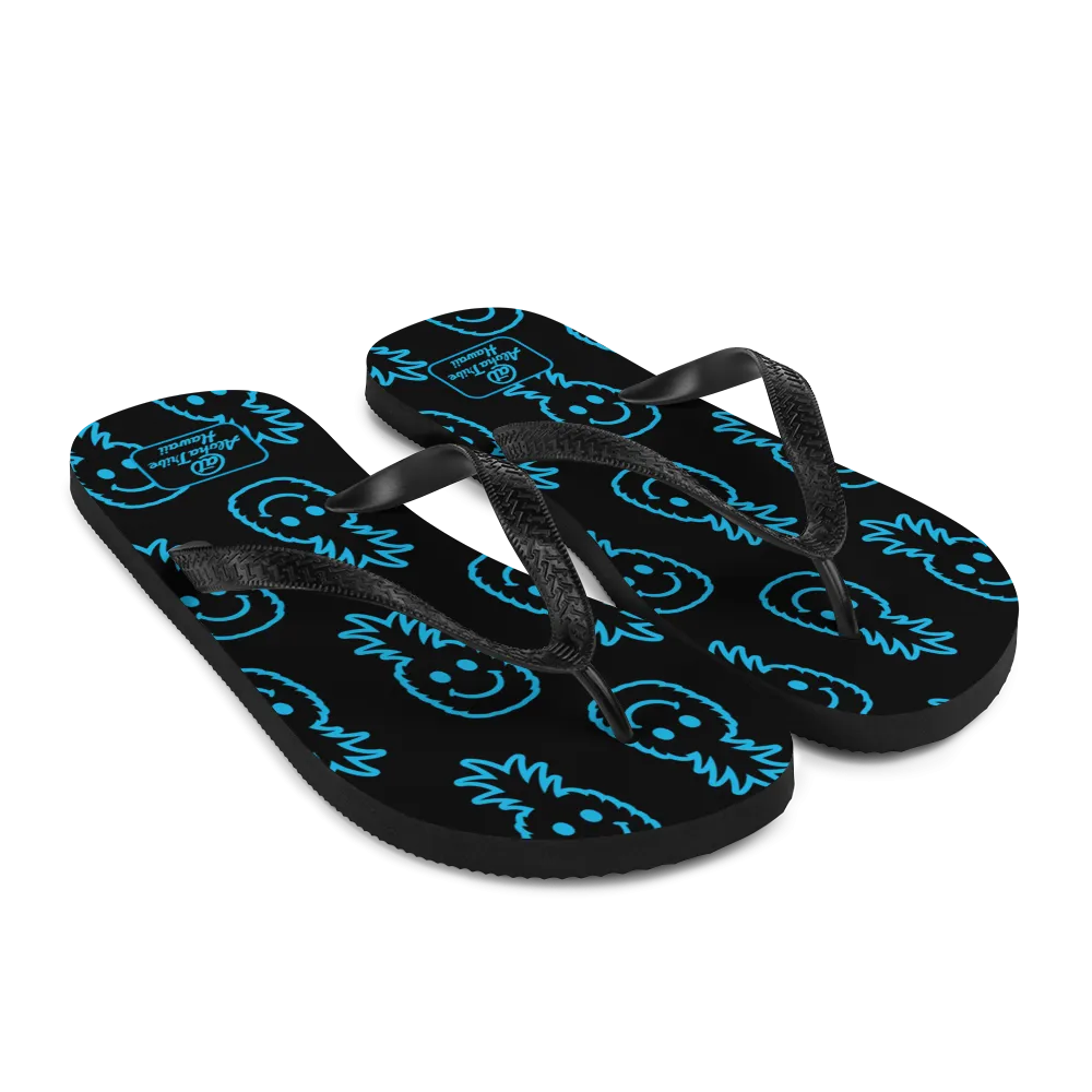 Aloha Tribe -Happy Pineapple- Black Flip-Flops