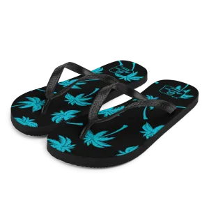 Aloha Tribe -Palm Tree Monogram- Black Flip-Flops