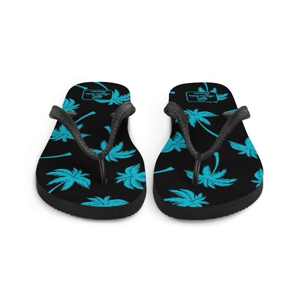 Aloha Tribe -Palm Tree Monogram- Black Flip-Flops