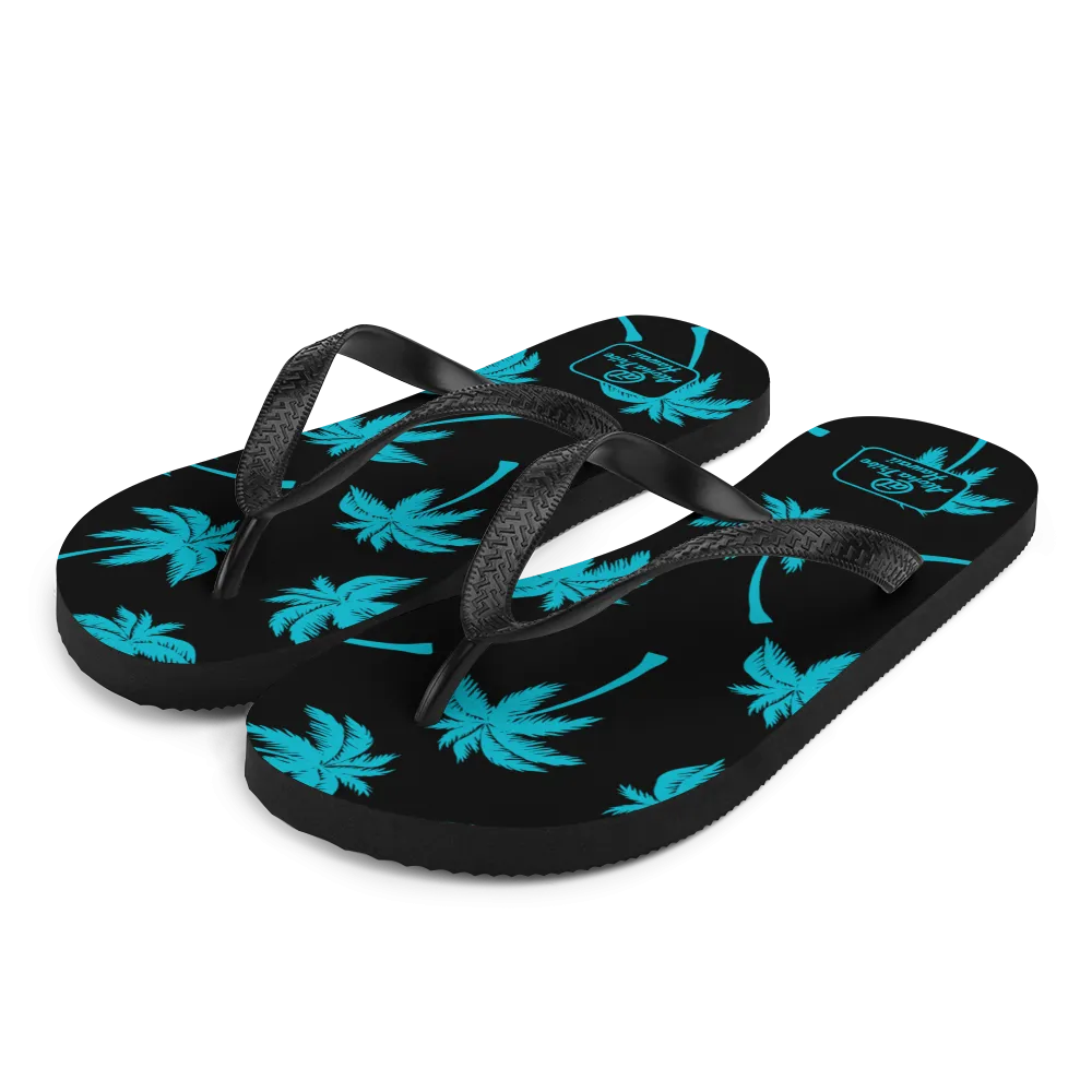 Aloha Tribe -Palm Tree Monogram- Black Flip-Flops