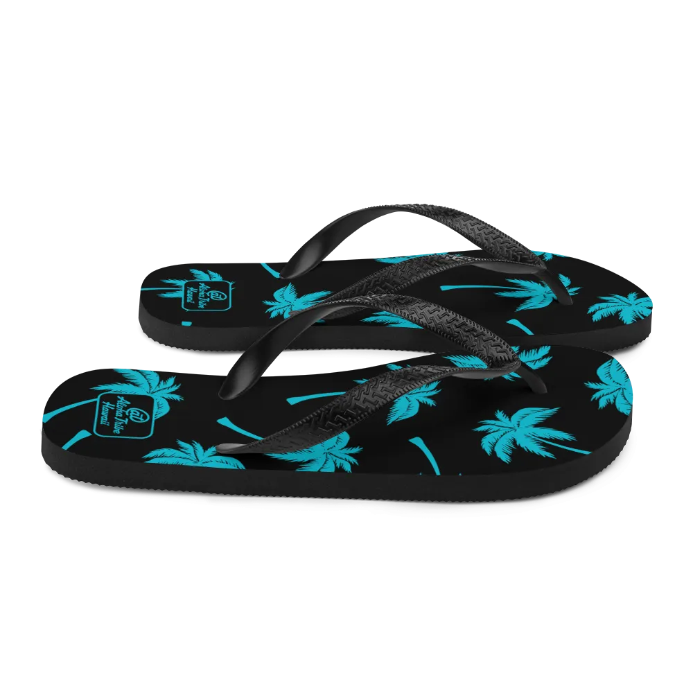 Aloha Tribe -Palm Tree Monogram- Black Flip-Flops