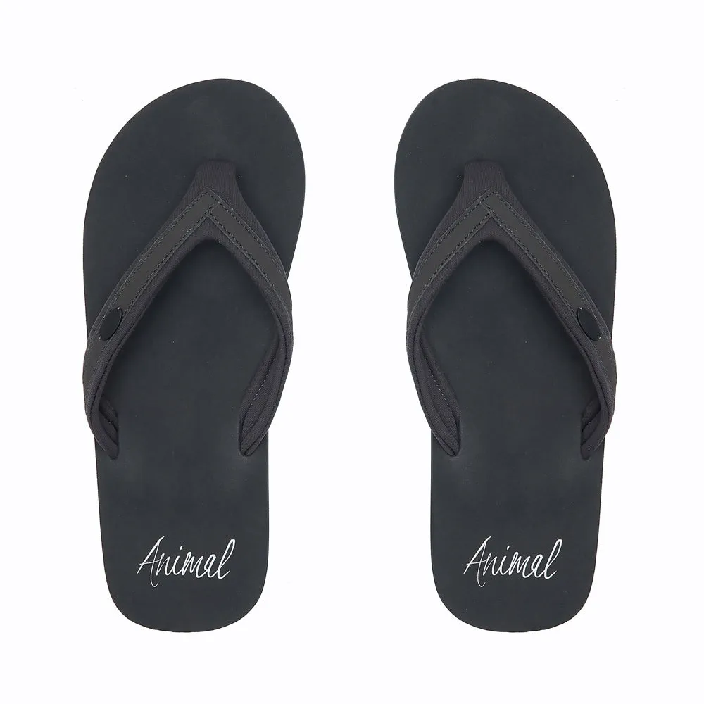 Animal Womens Swish Slim Block Flip Flops  - Raven Black