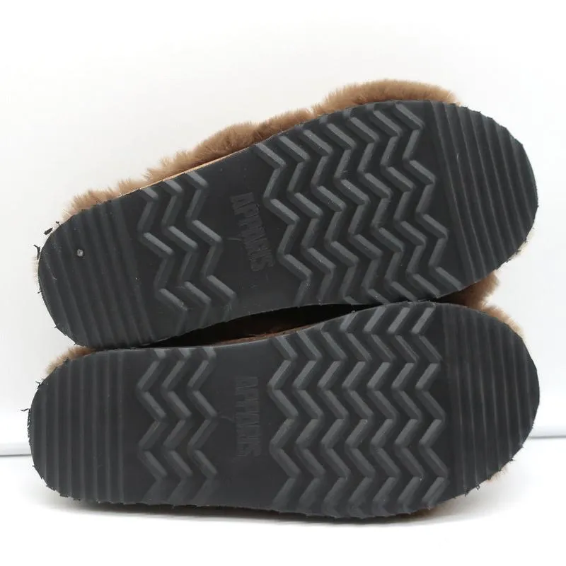 Apparis Biba Faux Fur Slippers Brown Size 7 Slide Sandals NEW
