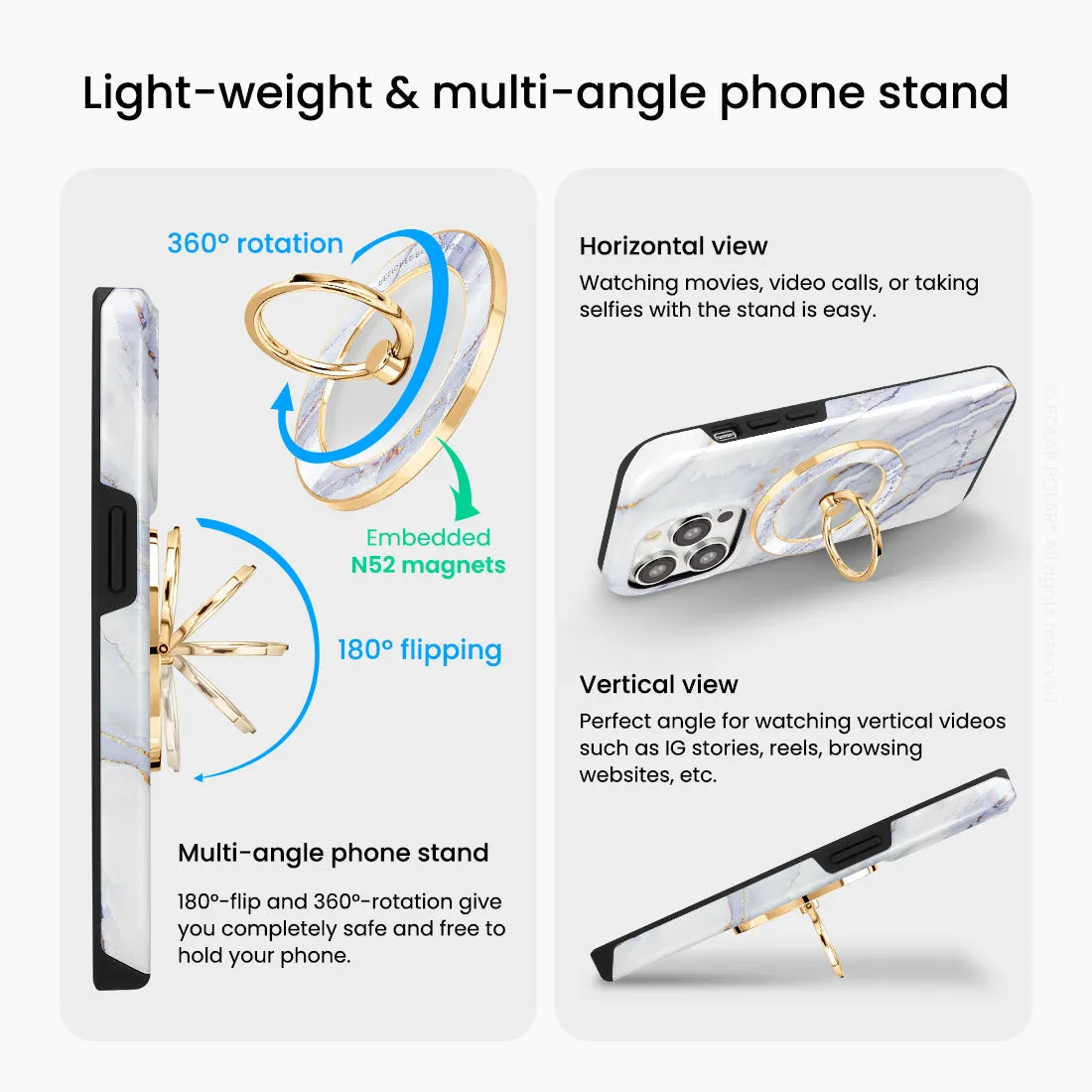 Arctic Ocean - Golden MagSafe Phone Grip and Ring Holder Stand