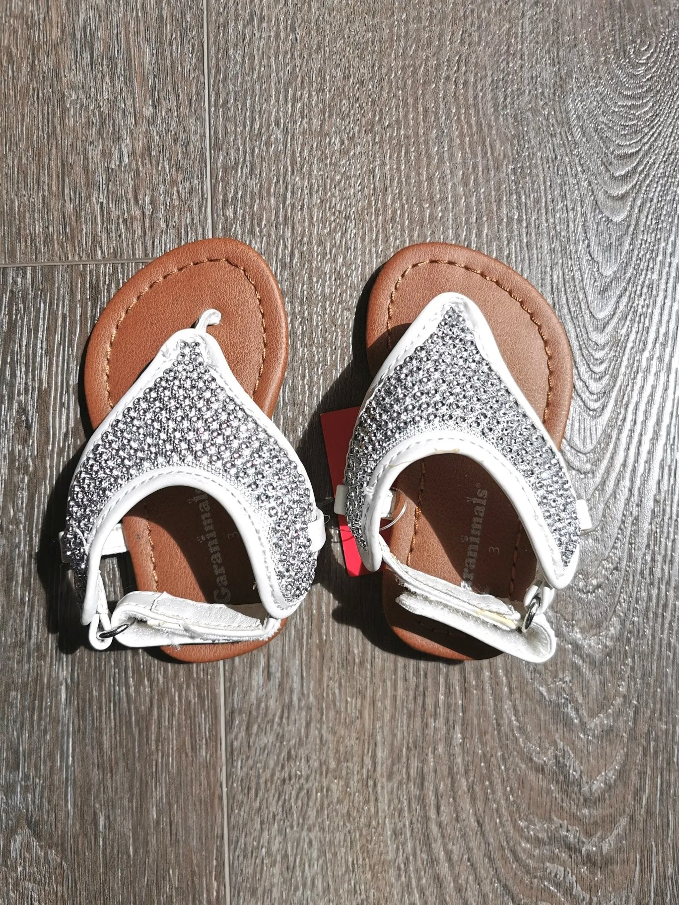 BABY GIRL SIZE 3 TODDLER - GARANIMALS Silver Velcro Boho Style Sandals NWT B13
