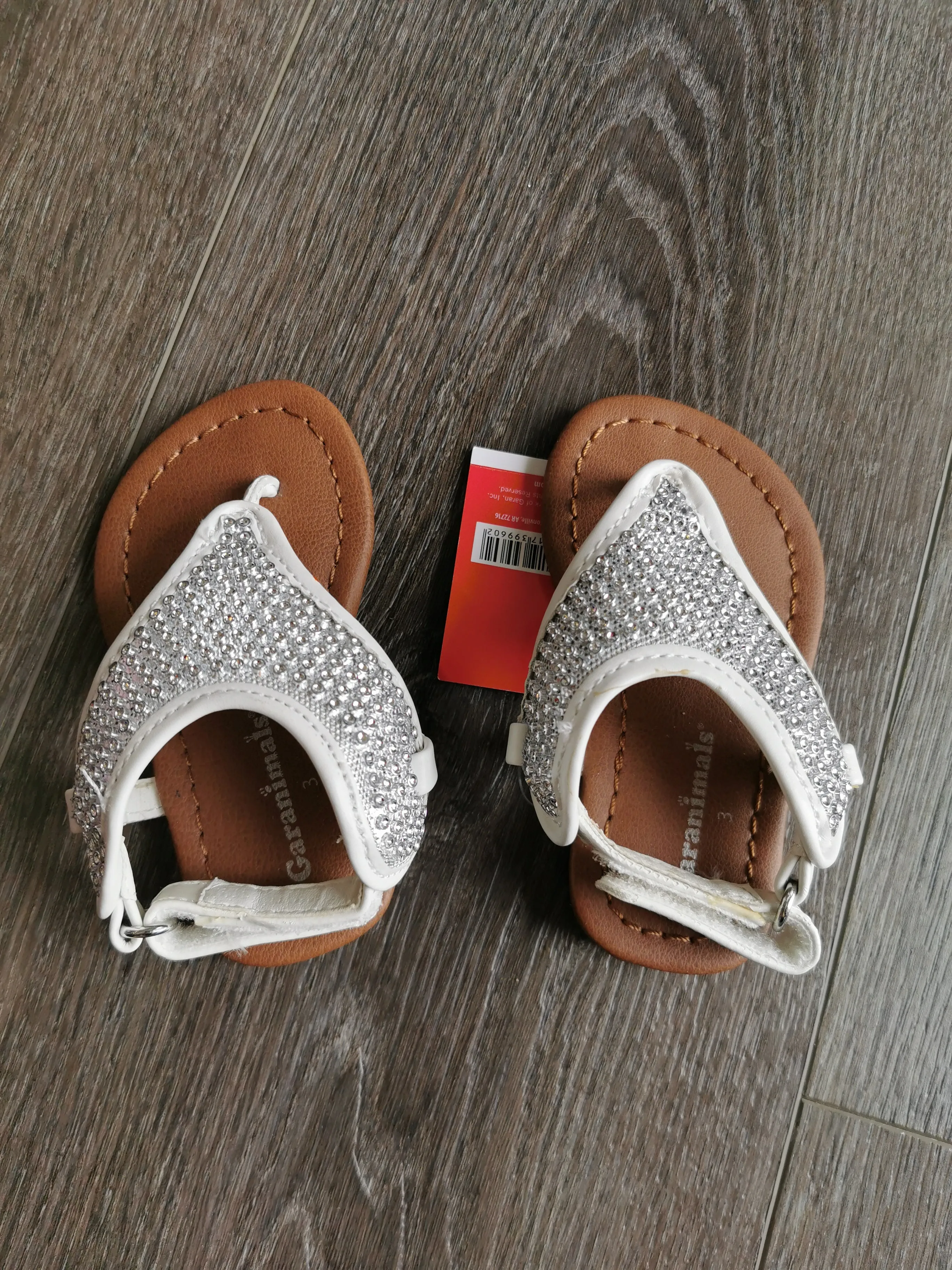 BABY GIRL SIZE 3 TODDLER - GARANIMALS Silver Velcro Boho Style Sandals NWT B13