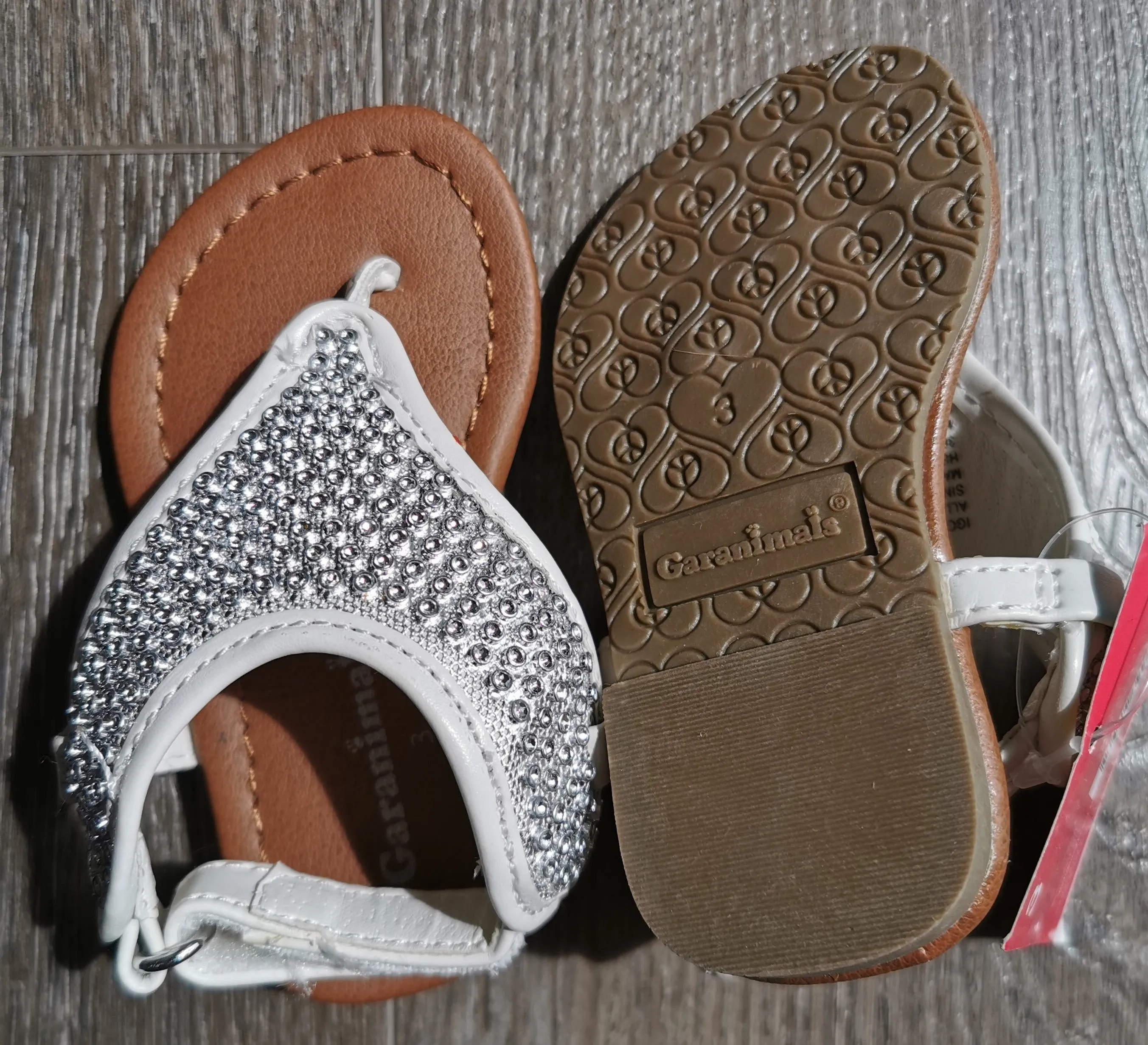 BABY GIRL SIZE 3 TODDLER - GARANIMALS Silver Velcro Boho Style Sandals NWT B13