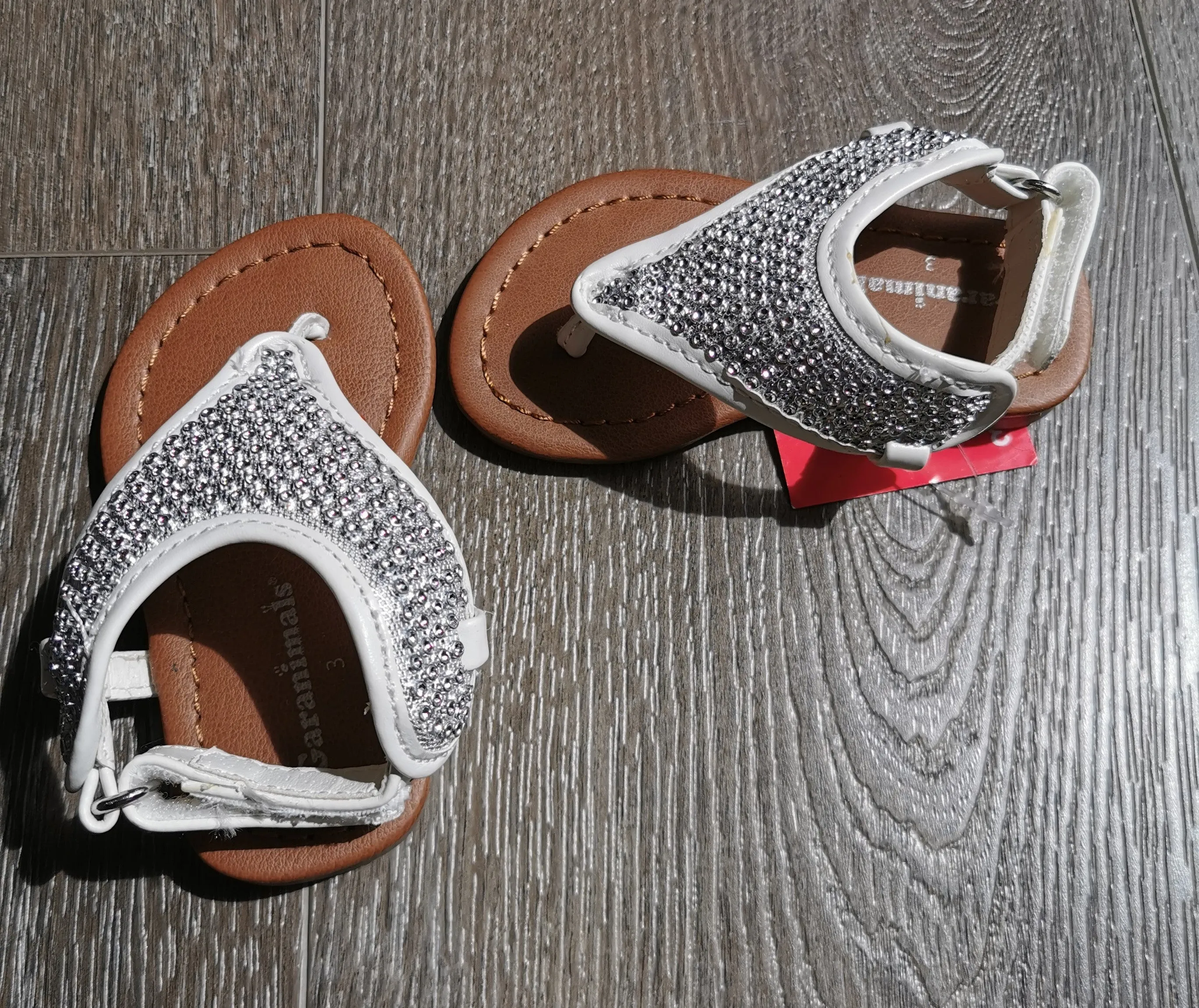 BABY GIRL SIZE 3 TODDLER - GARANIMALS Silver Velcro Boho Style Sandals NWT B13