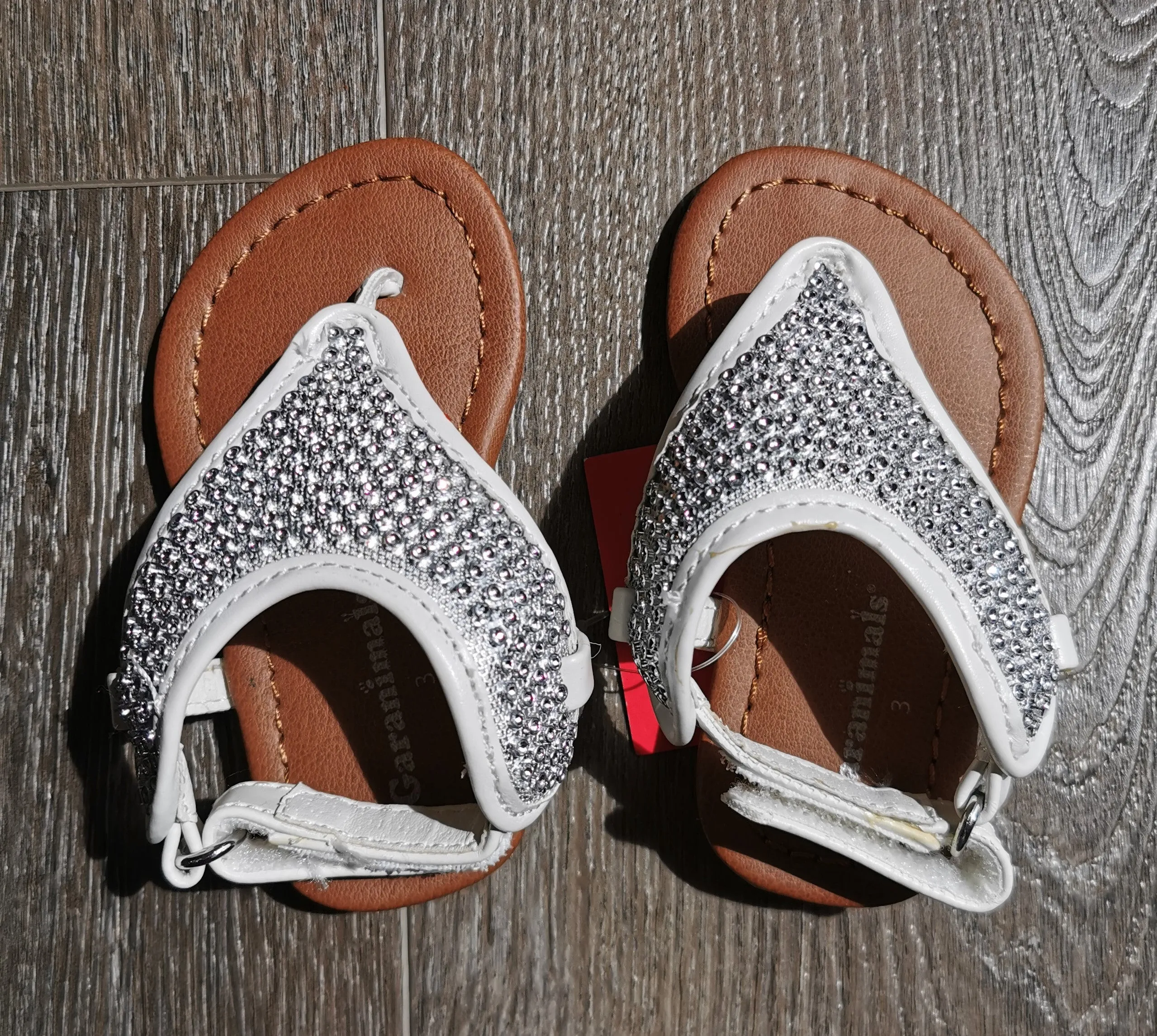 BABY GIRL SIZE 3 TODDLER - GARANIMALS Silver Velcro Boho Style Sandals NWT B13
