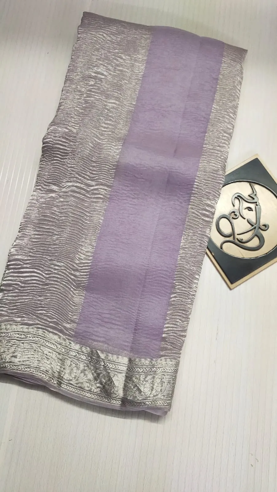 Baby Purple Banarasi Tissue Fancy Party Saree