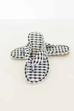 [BEACH MATISSE] GIDGET NAVY GINGHAM FLIP FLOPS