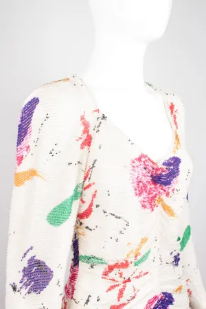 Beaded Abstract Paint Spatter Dress