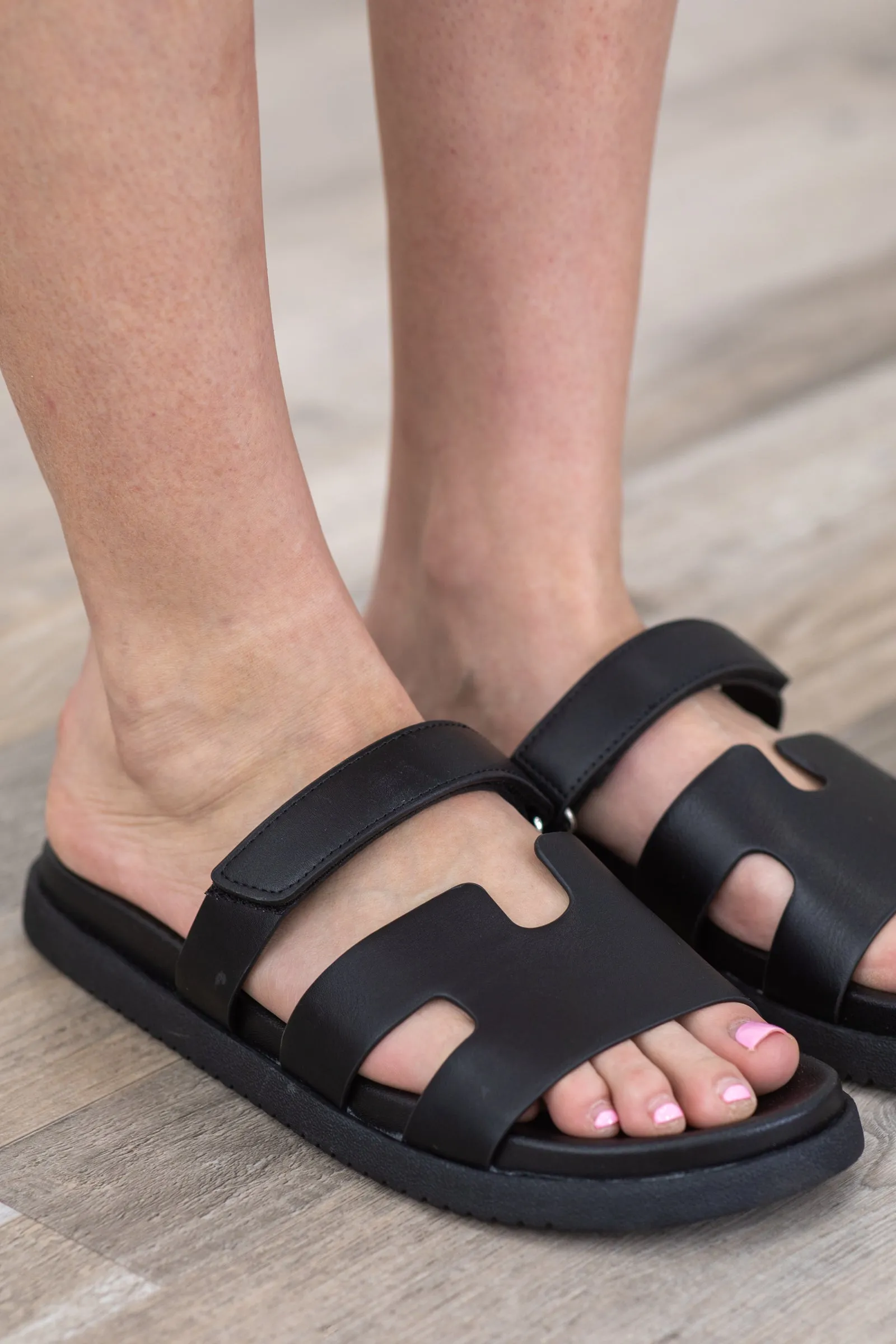 Black Velcro Slide Sandal