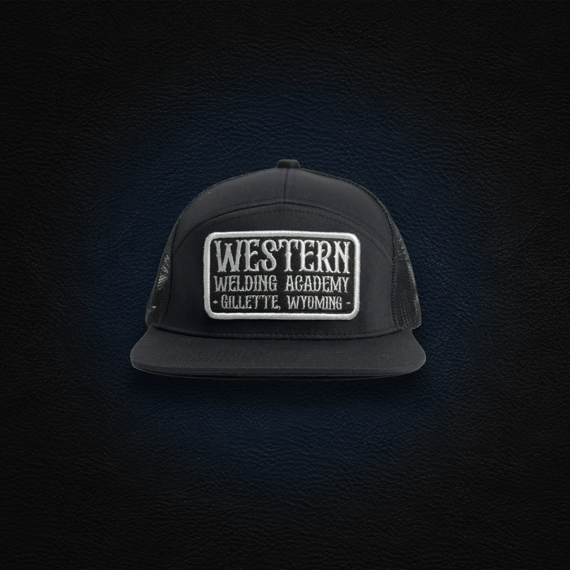 Black WWA 7 Panel Hat with Square Patch