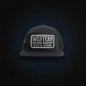Black WWA 7 Panel Hat with Square Patch