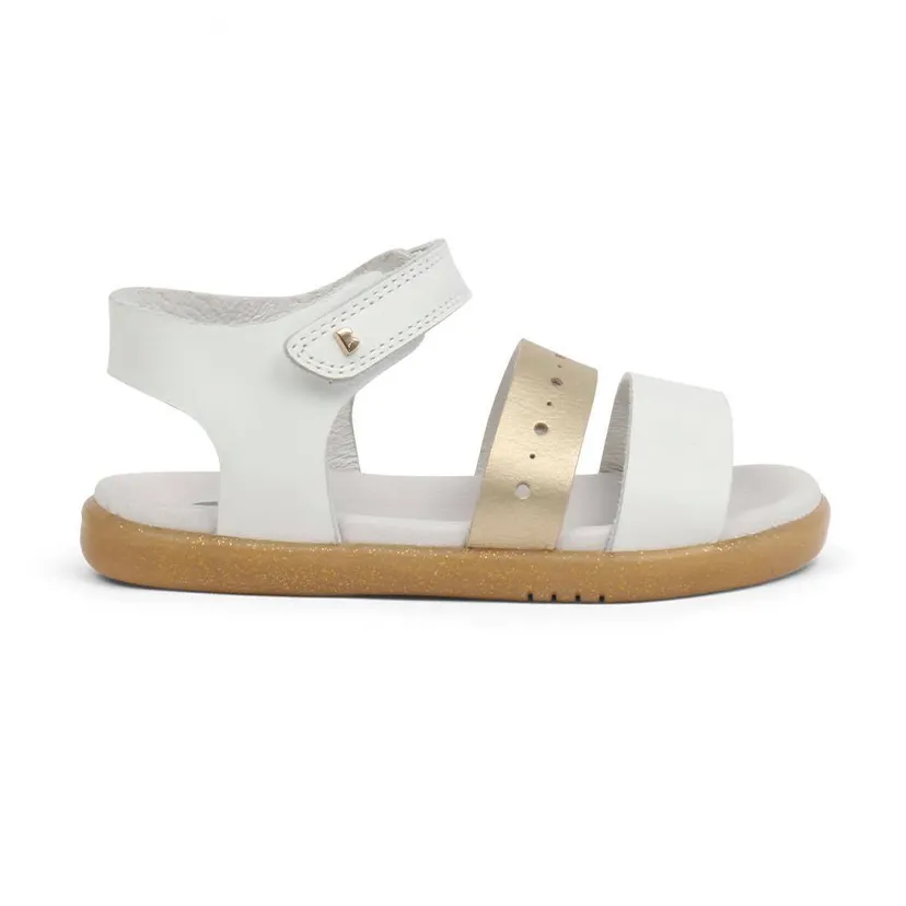 Bobux IW Trinity White and Misty Gold Sandal