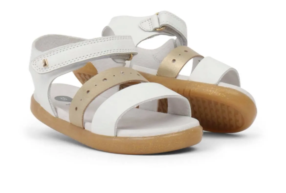 Bobux IW Trinity White and Misty Gold Sandal