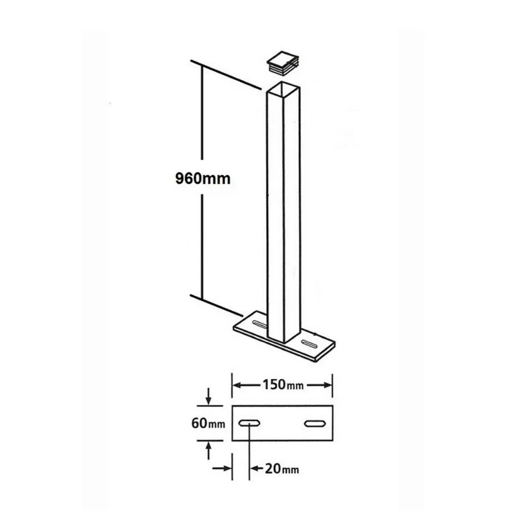 Bolt Down Flat Top Metal Gate Post