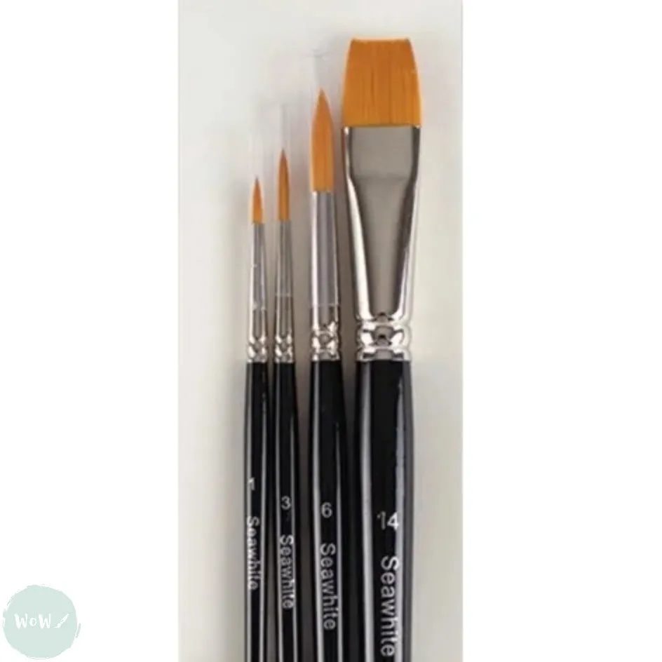 BRUSH SET - Artists Golden Synthetic Hair Brush set BS7- Sizes 1, 3, 6 round & No. 14 Flat