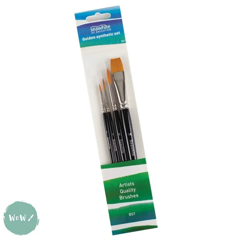 BRUSH SET - Artists Golden Synthetic Hair Brush set BS7- Sizes 1, 3, 6 round & No. 14 Flat