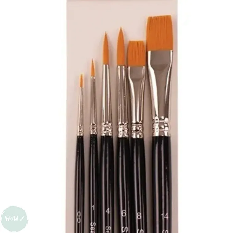 BRUSH SET - Artists Golden Synthetic Hair Brush set BS9- Sizes 00, 1, 4, 6 Round & 8, 14 Flat