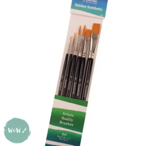 BRUSH SET - Artists Golden Synthetic Hair Brush set BS9- Sizes 00, 1, 4, 6 Round & 8, 14 Flat