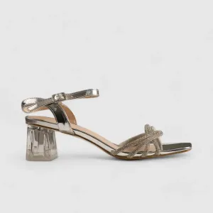 Bulbul Perspex Heel Evening  Sandal Silver HAR003