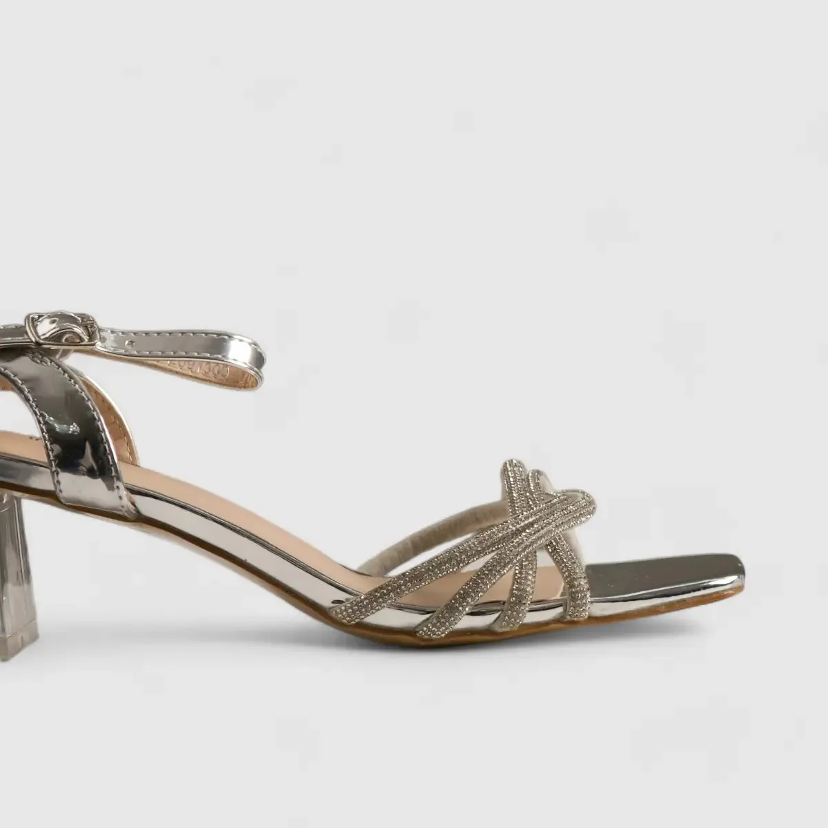 Bulbul Perspex Heel Evening  Sandal Silver HAR003