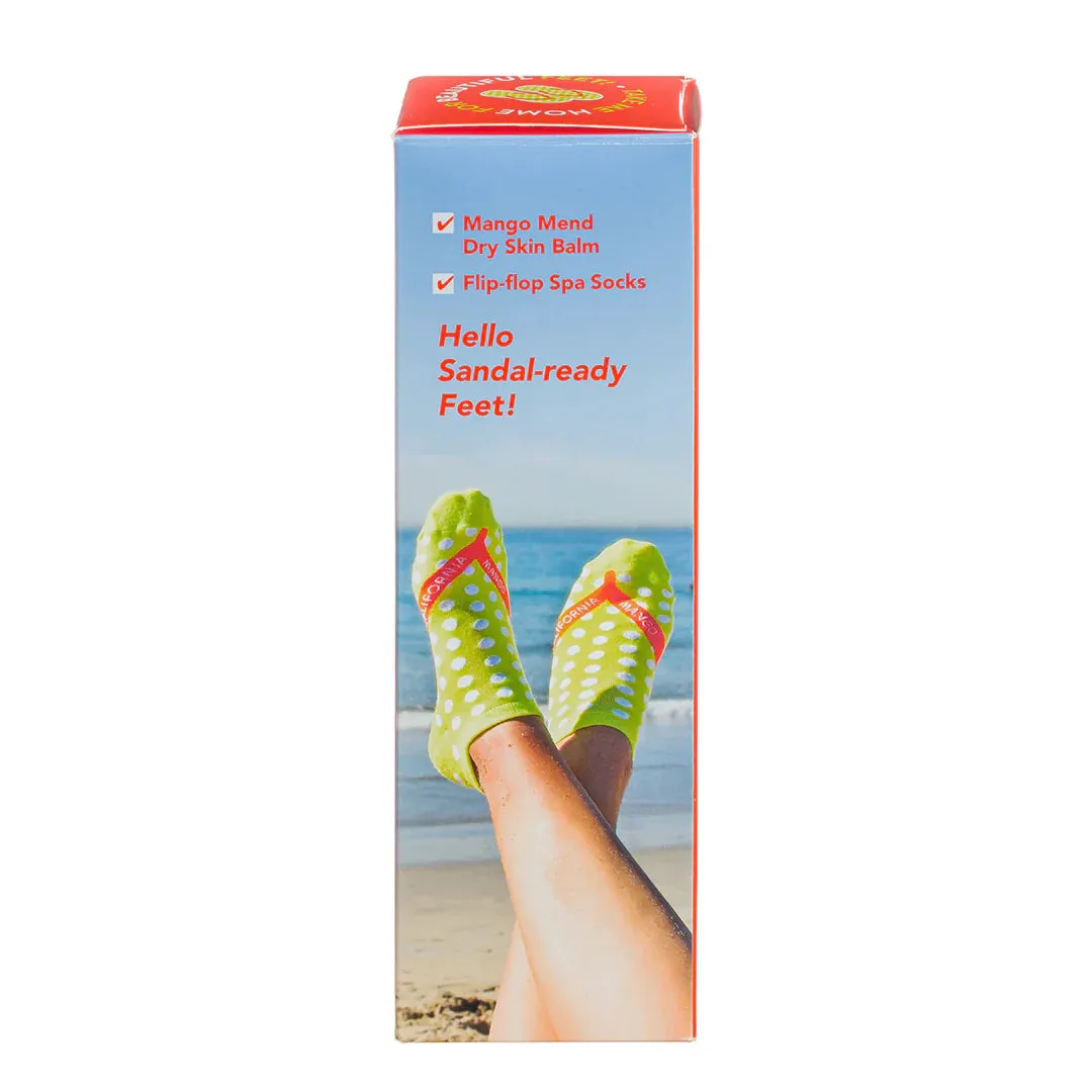 California Dreaming Foot Spa Kit- Mend Balm 4oz Cali Cute Flip Flop Socks