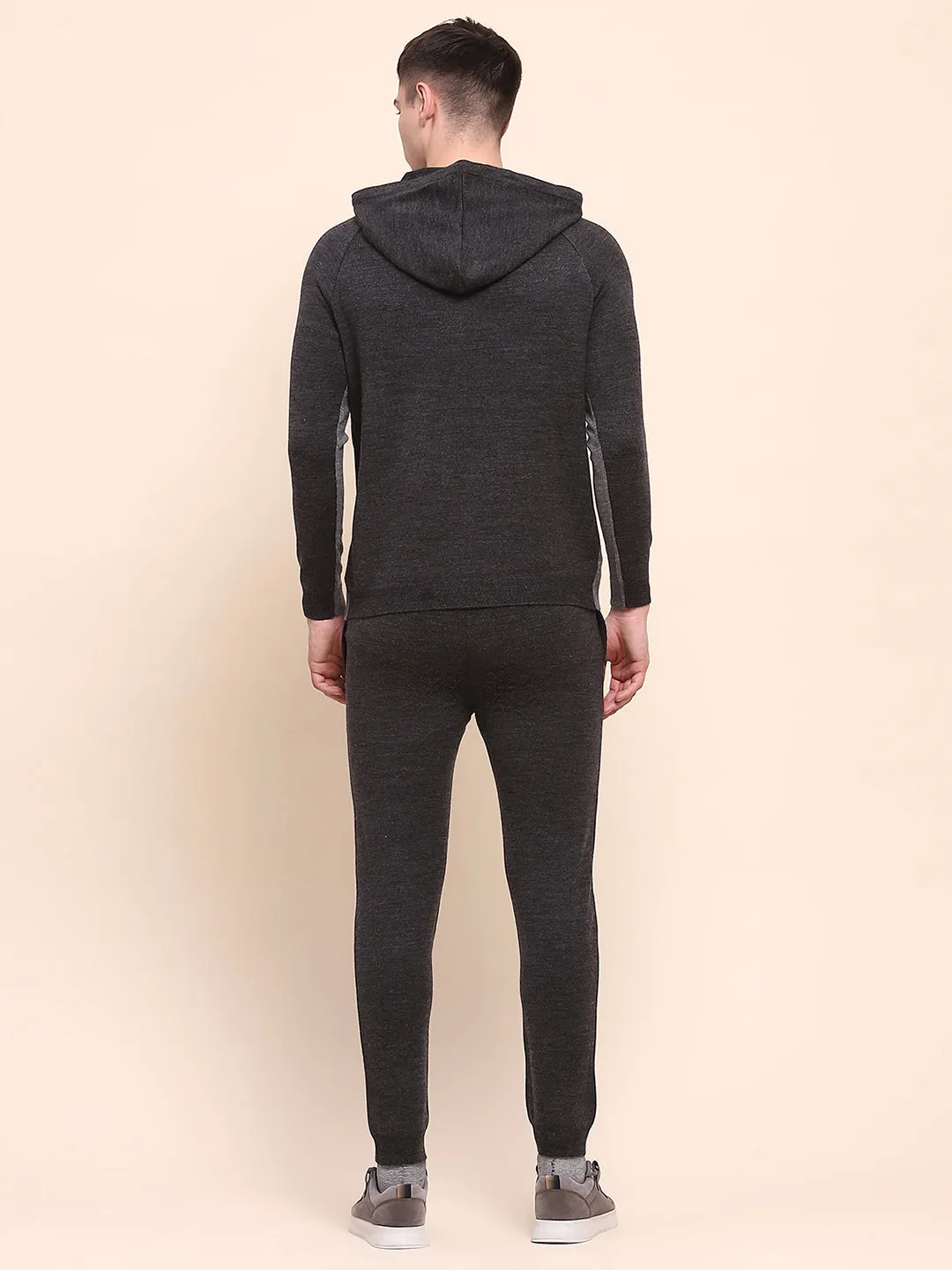 Camla Barcelona Color Blocked Anthra Hooded Sweater