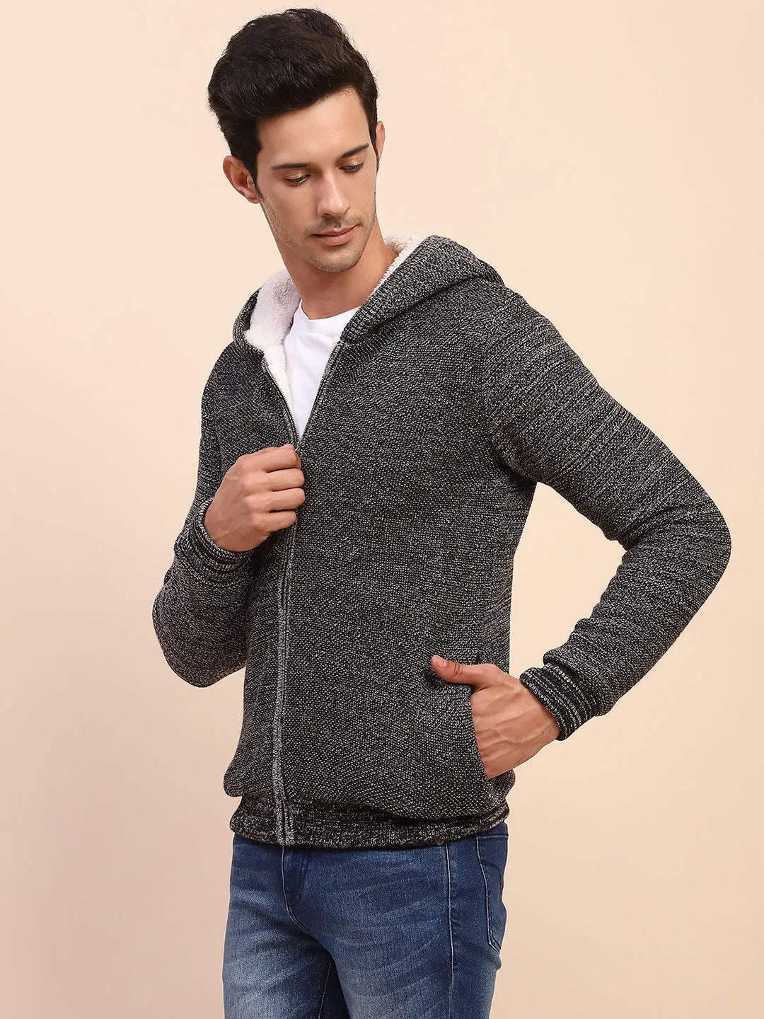 Camla Barcelona Self Designed Black Full Sleeve Sweater