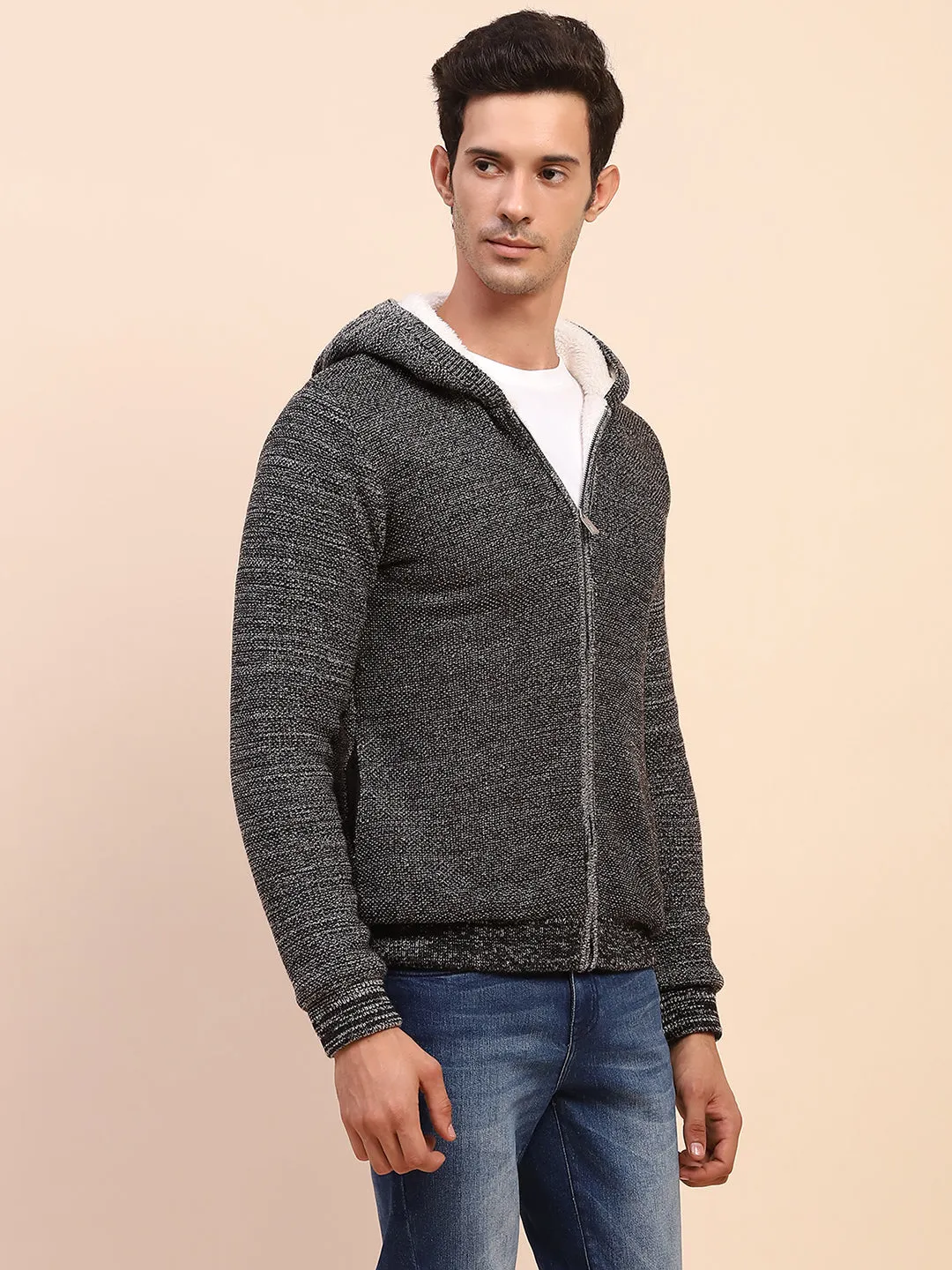 Camla Barcelona Self Designed Black Full Sleeve Sweater