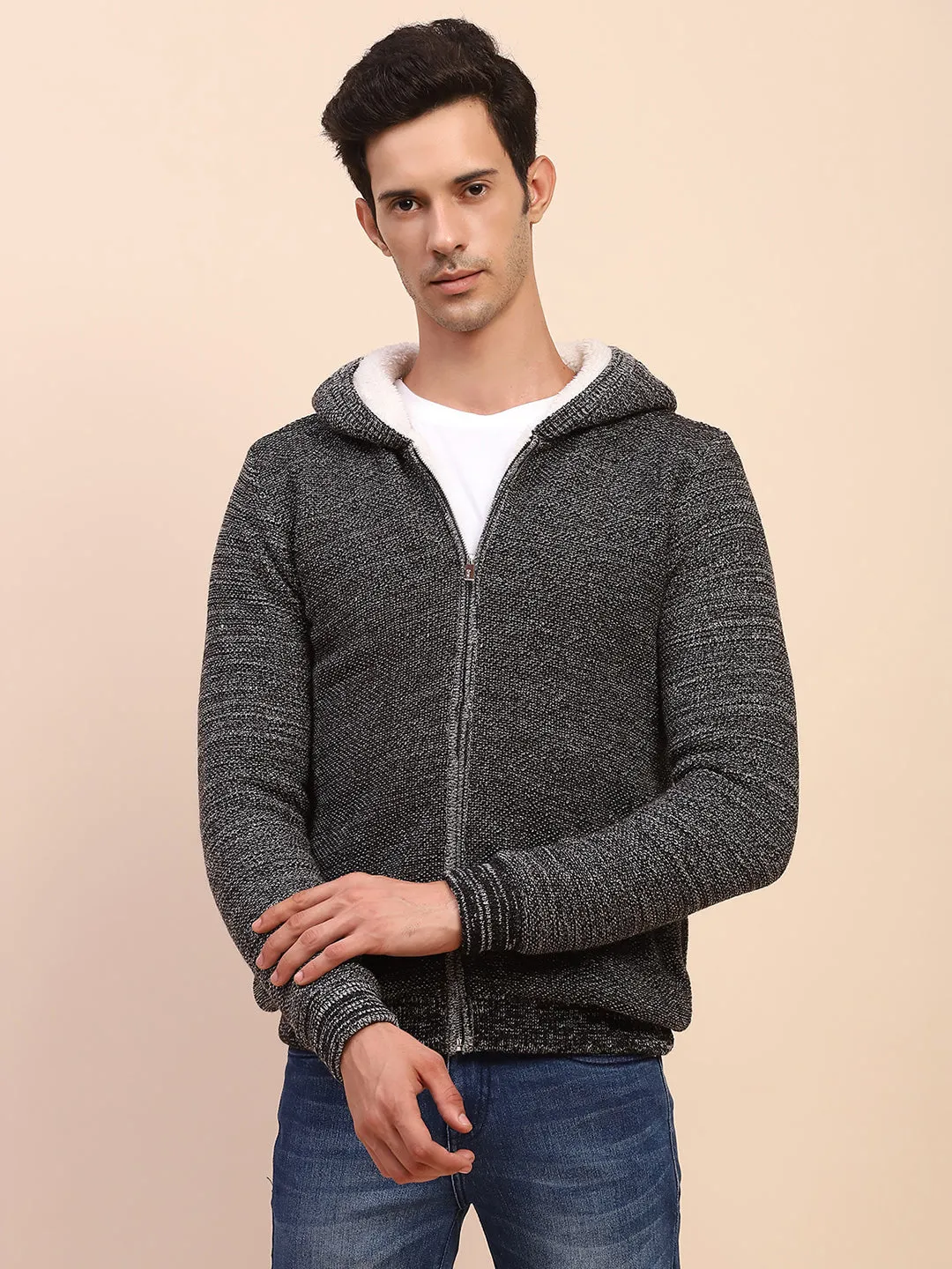 Camla Barcelona Self Designed Black Full Sleeve Sweater