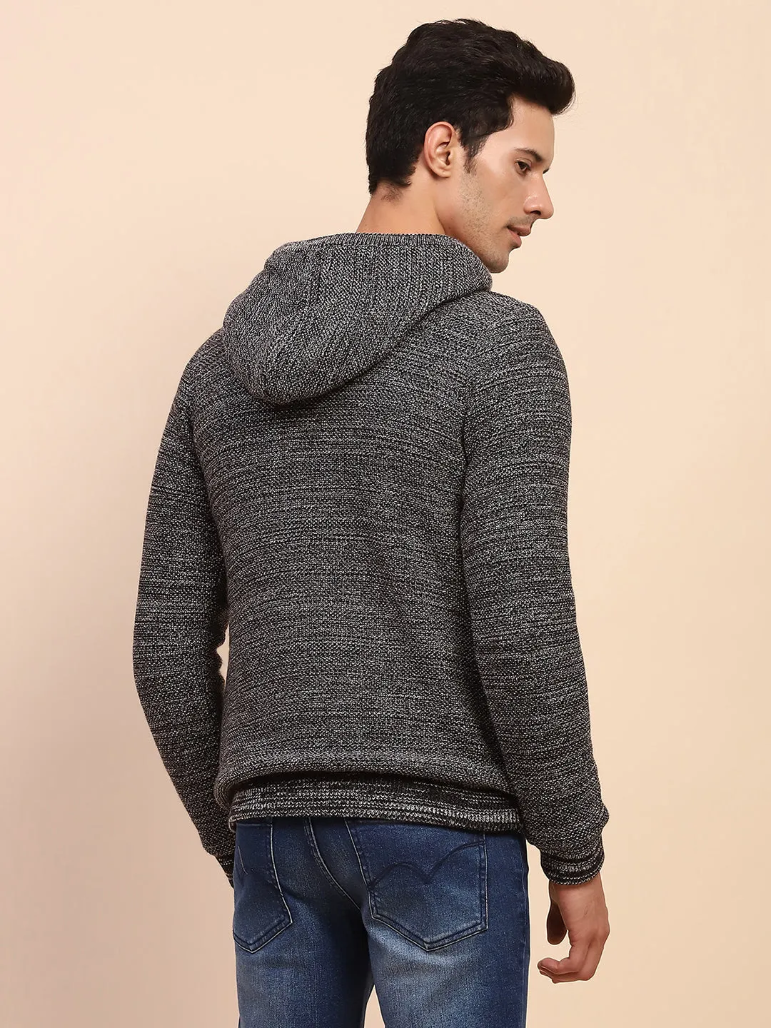 Camla Barcelona Self Designed Black Full Sleeve Sweater