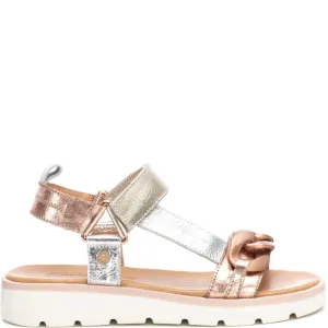 Carmela Gold Metallic Leather Curb Chain Sandals