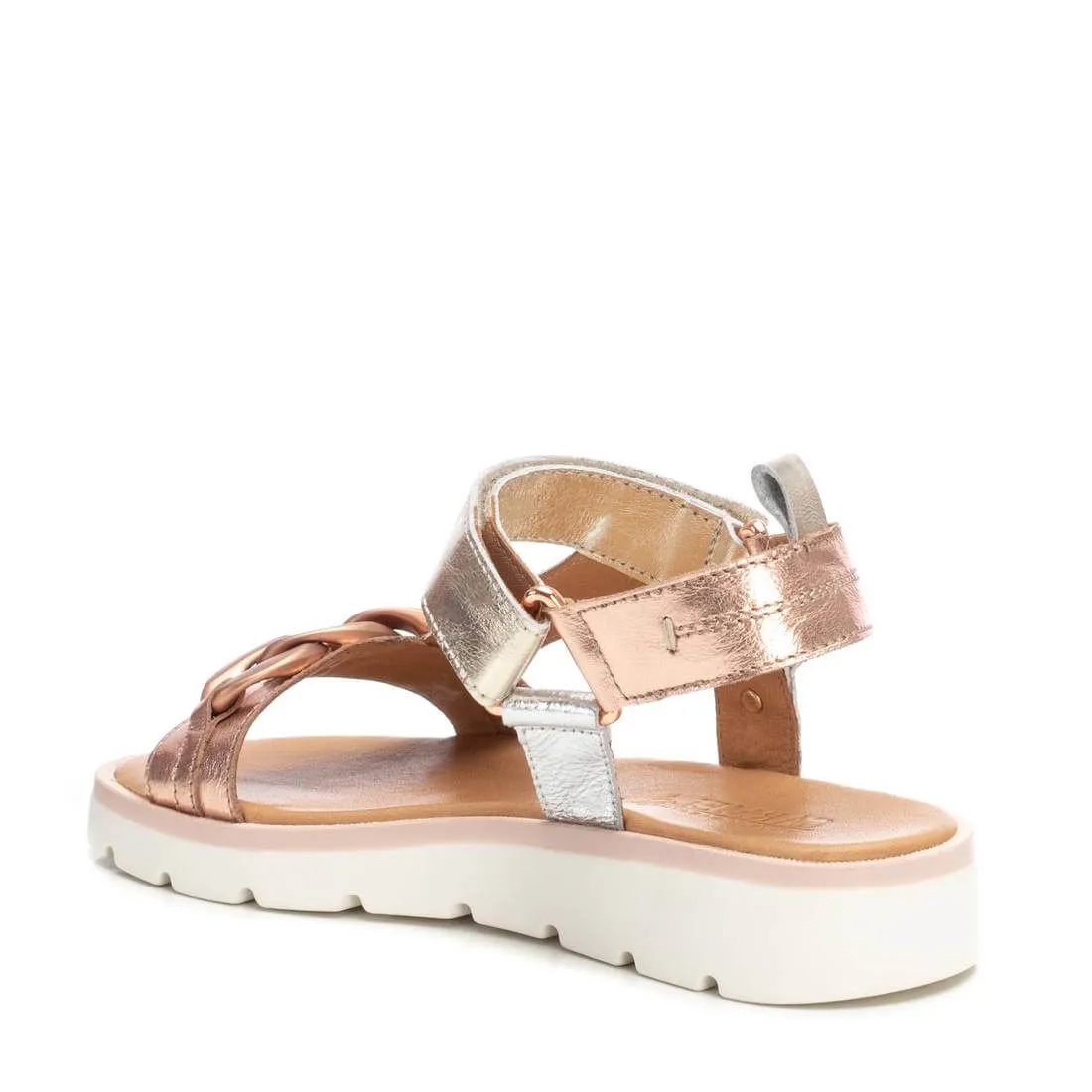 Carmela Gold Metallic Leather Curb Chain Sandals