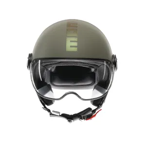 Casco moto jet FGTR CLASSIC Flip E2206 Verde opaco / bronzo