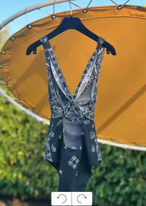 Chanel Size 40 Black Paisley Swimsuit