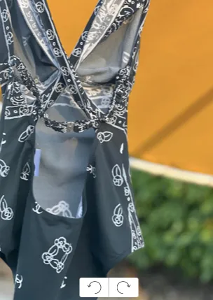 Chanel Size 40 Black Paisley Swimsuit