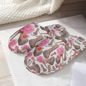 Classic Cotton Slippers 'Rose pink flower'